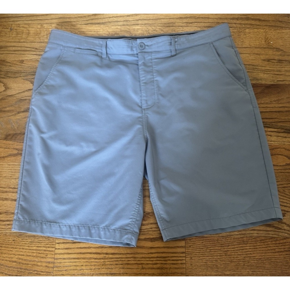 Johnnie-O Mens 38 Blue Grey Performance Golf Shorts Flat Front Stretch Preppy